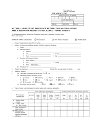 Form D (EPA Form 7550-9) National Pollutant Discharge Elimination System (Npdes) Application for Permit to Discharge - Mississippi