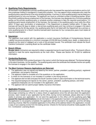 Form 130 Burglar and/or Fire Alarm Business License Application - South Carolina, Page 2