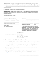 Change in Status and Duplicate Commission Request Form - South Carolina, Page 2