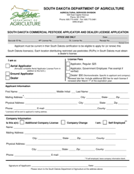 Document preview: South Dakota Commercial Pesticide Applicator and Dealer License Application - South Dakota