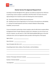 Charter Service Pre-approval Request Form - Tennessee