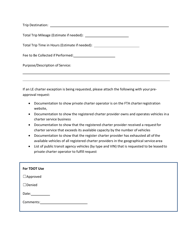 Charter Service Pre-approval Request Form - Tennessee, Page 2