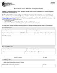 Document preview: Form 2349 Second Level Appeal of Provider Investigation Finding - Texas