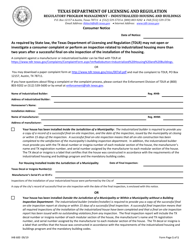 Form IHB600 Consumer Notice - Texas, Page 2