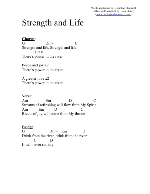 Jonathan Stockstill - Strength and Life Chord Chart