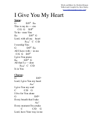 Document preview: Reuben Morgan - I Give You My Heart (G) Chord Chart