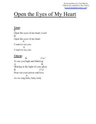 Document preview: Paul Baloche - Open the Eyes of My Heart (E) Chord Chart