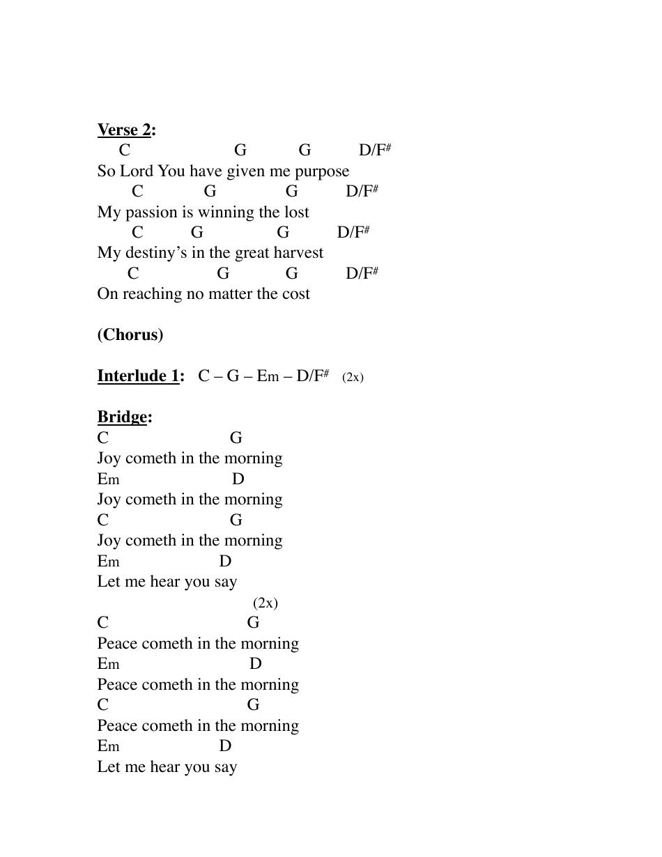 Jonathan Stockstill - You Give Me Joy (C) Chord Chart, Page 2