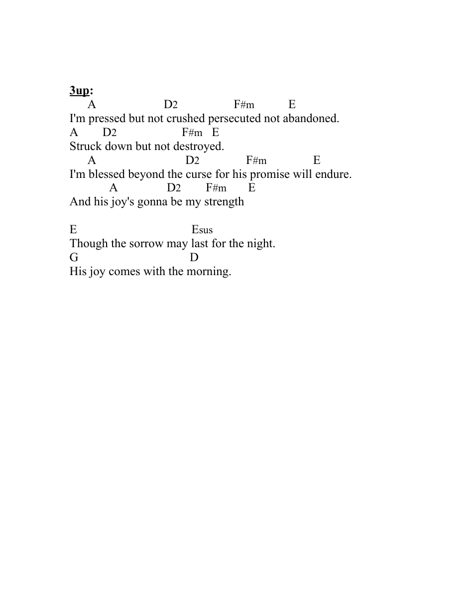 Trading My Sorrows (A) Chord Chart, Page 2