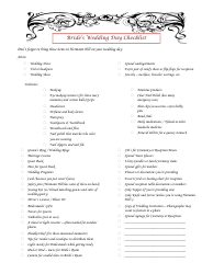 Bride's Wedding Day Checklist Template