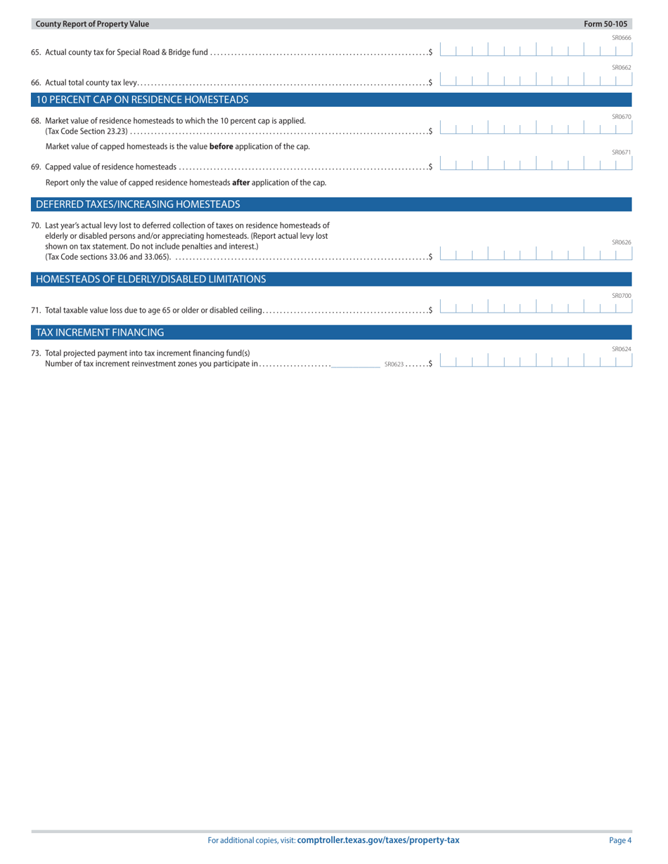 Form 50-105 County Report of Property Value - Texas, Page 4