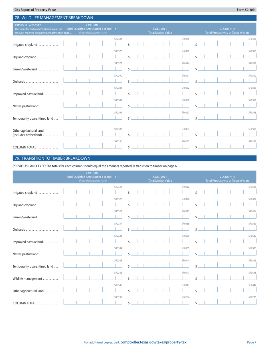 Form 50-109 City Report of Property Value - Texas, Page 7