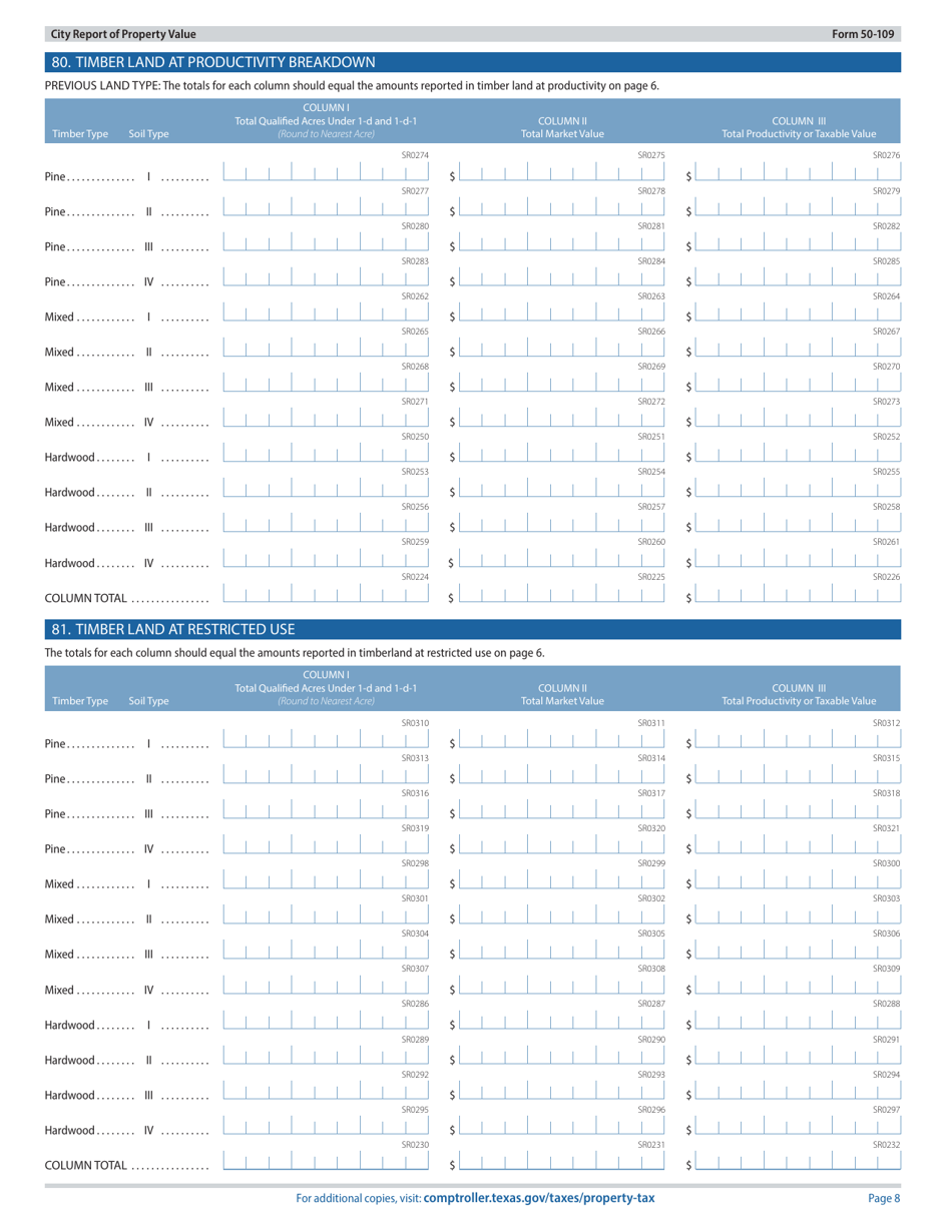 Form 50-109 City Report of Property Value - Texas, Page 8