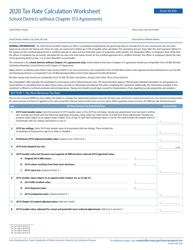 Form 50-859 Tax Rate Calculation Worksheet - School Districts Without Chapter 313 Agreements - Texas