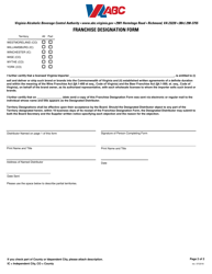 Franchise Designation Form - Virginia, Page 2