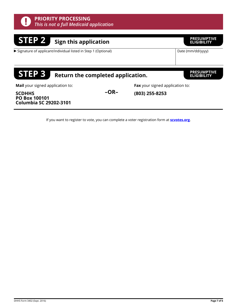 DHHS Form 3402 - Fill Out, Sign Online and Download Fillable PDF, South ...