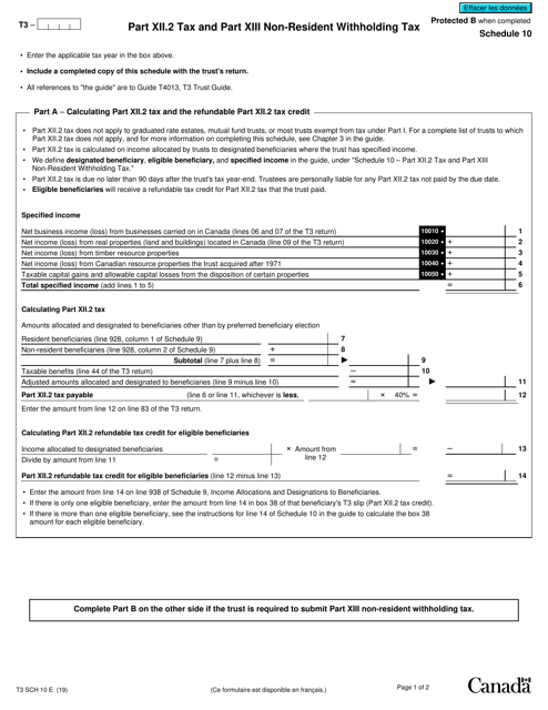 Form T3 Schedule 10  Printable Pdf