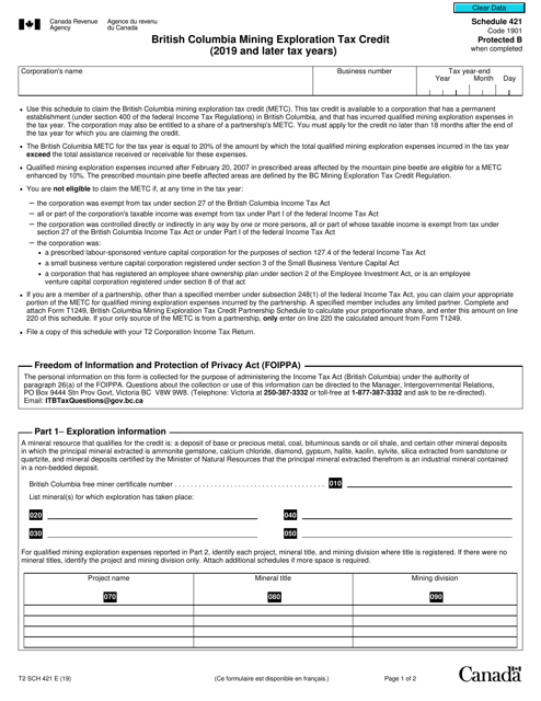 Form T2 Schedule 421  Printable Pdf