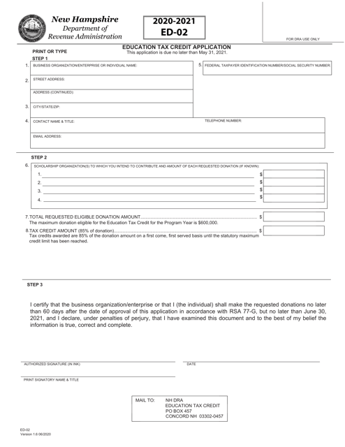 Form ED-02 2021 Printable Pdf