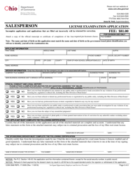 Form COM3568 (REPL-17-0009) License Examination Application - Salesperson - Ohio, Page 4