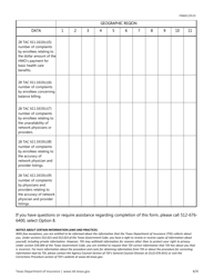 Form FIN601 Health Maintenance Organization Annual Network Adequacy Report &amp; Access Plan Checklist - Texas, Page 4