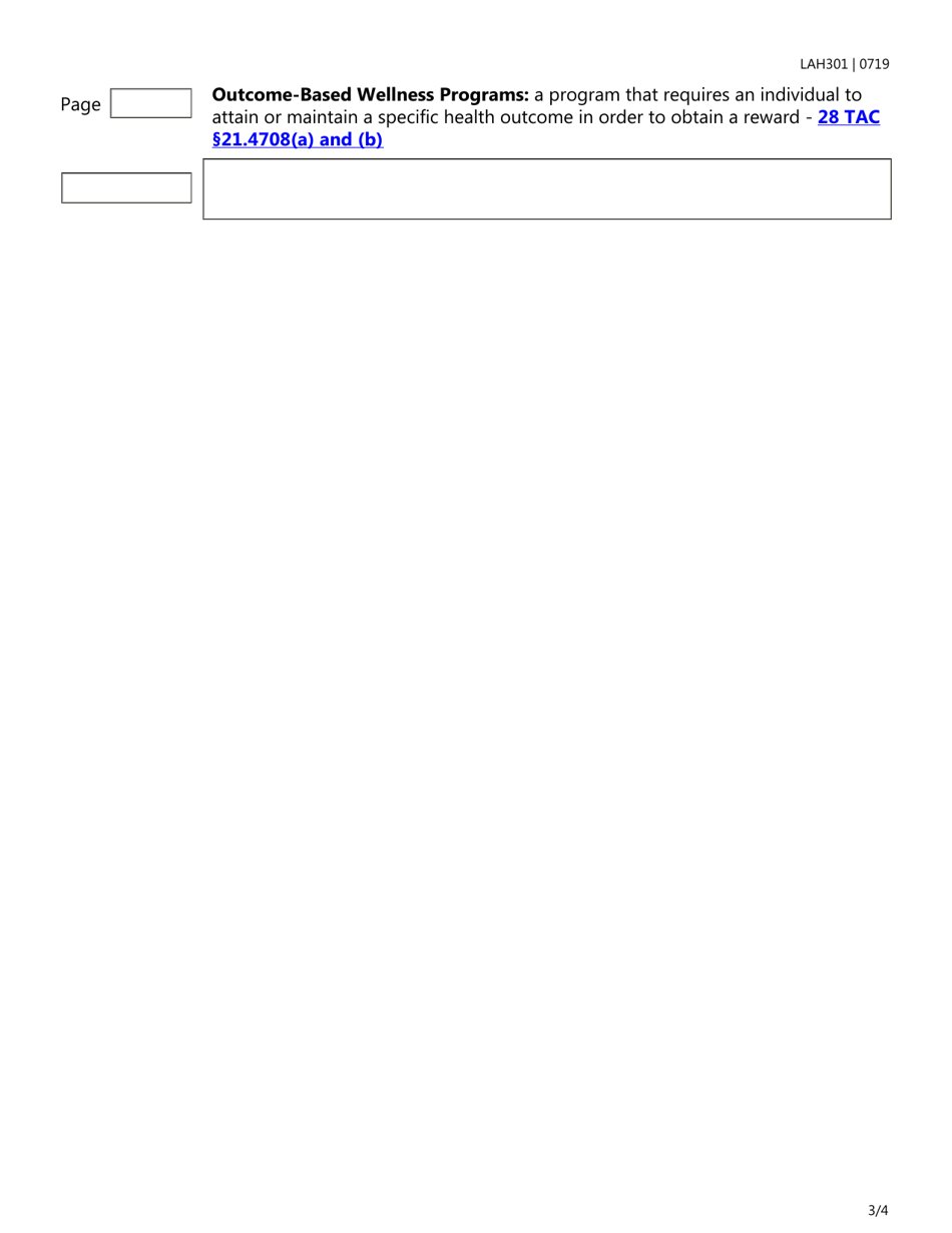 Form LAH301 Noninsurance Benefits Checklist - Texas, Page 3