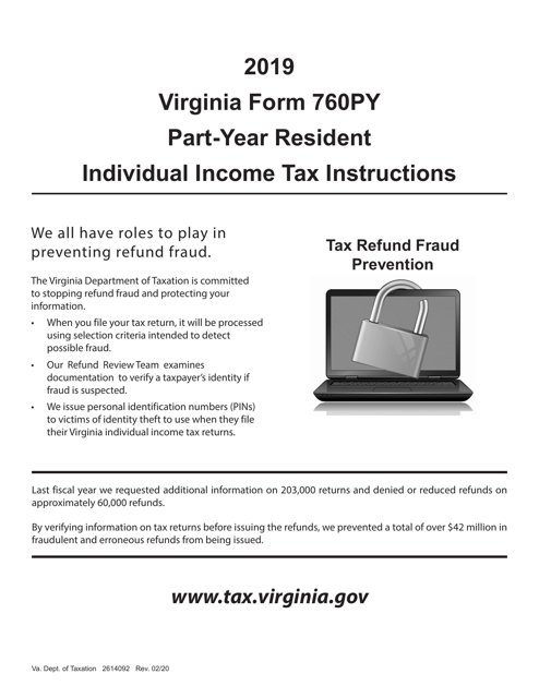 Instructions for Form 760PY Virginia Part-Year Resident Income Tax Return - Virginia, 2019