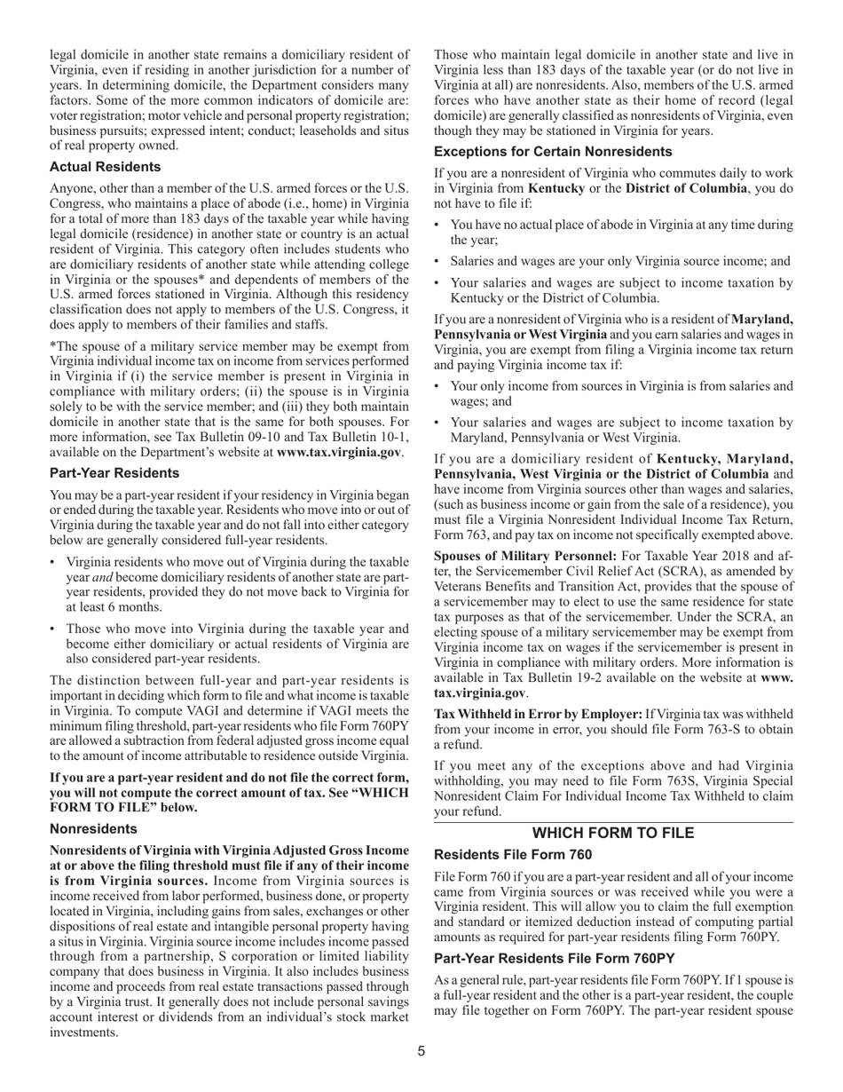 Instructions for Form 760PY Virginia Part-Year Resident Income Tax Return - Virginia, Page 11