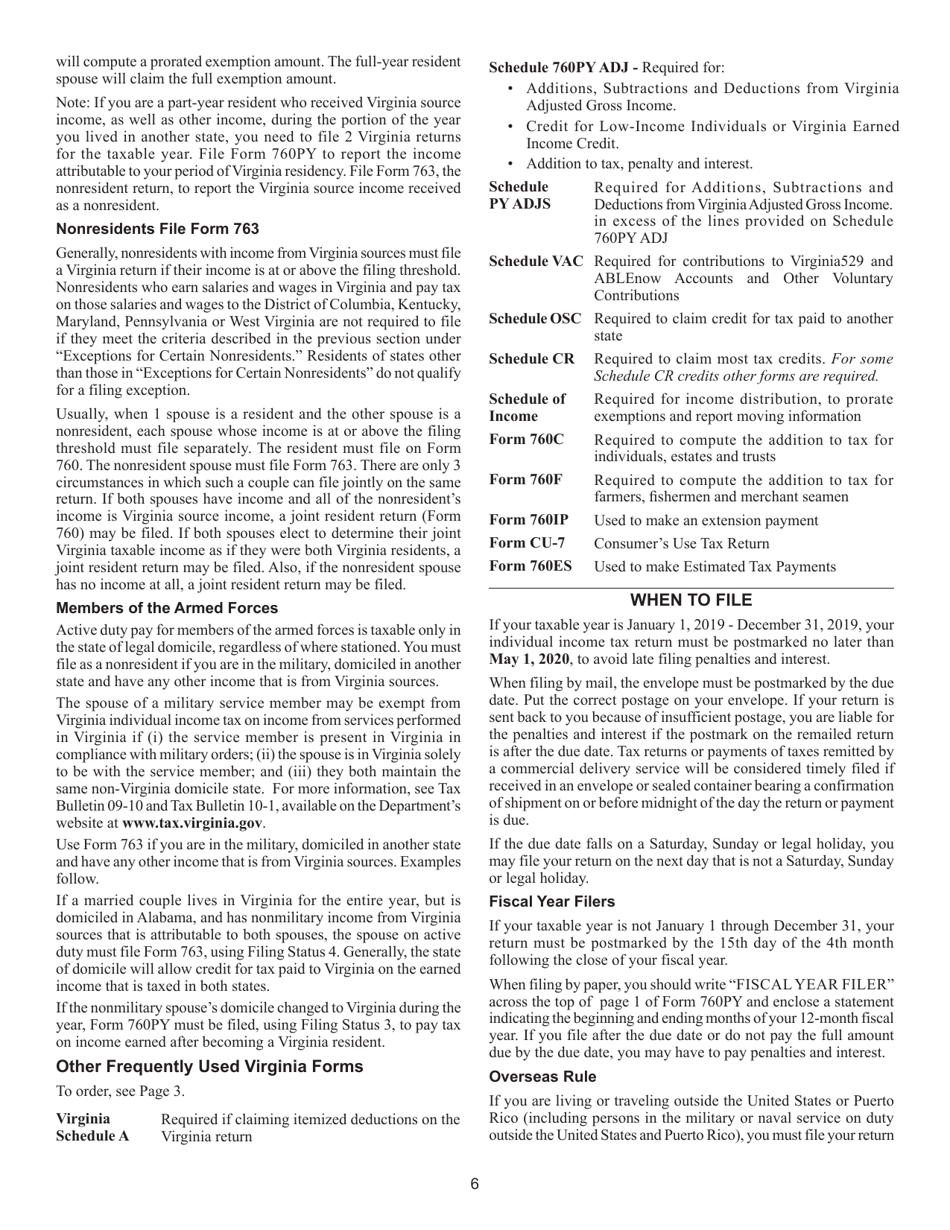 Instructions for Form 760PY Virginia Part-Year Resident Income Tax Return - Virginia, Page 12
