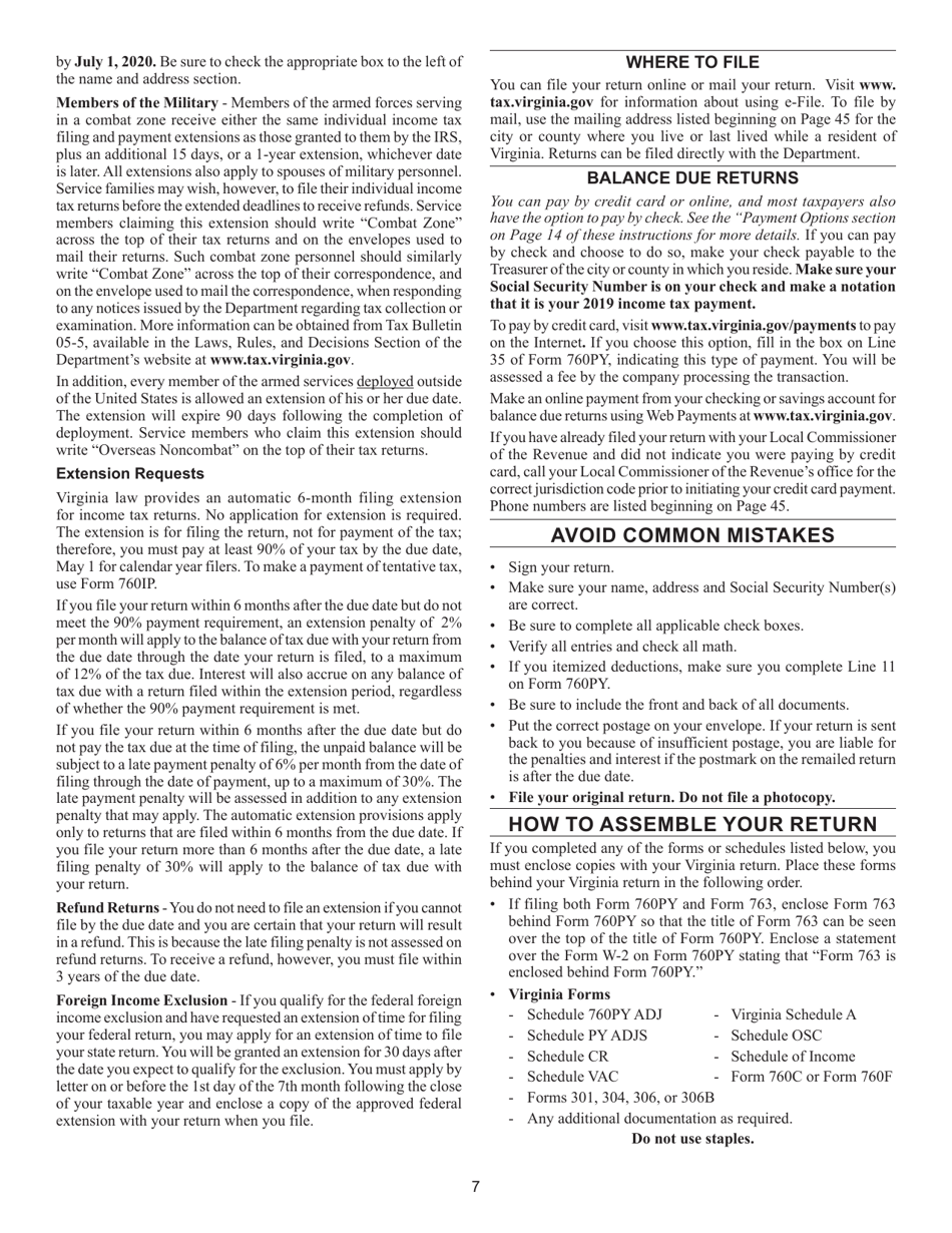 Instructions for Form 760PY Virginia Part-Year Resident Income Tax Return - Virginia, Page 13