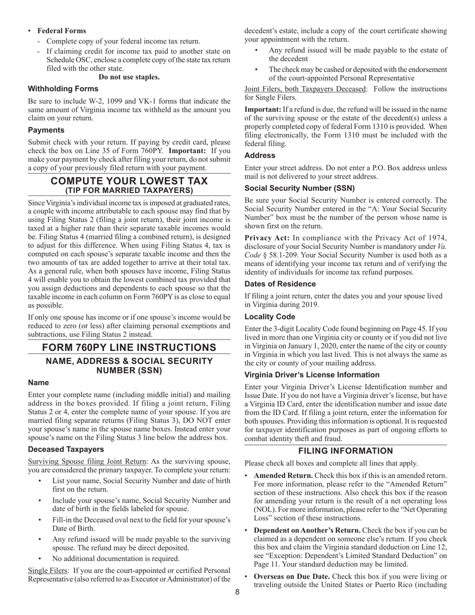 Instructions for Form 760PY Virginia Part-Year Resident Income Tax Return - Virginia, Page 14