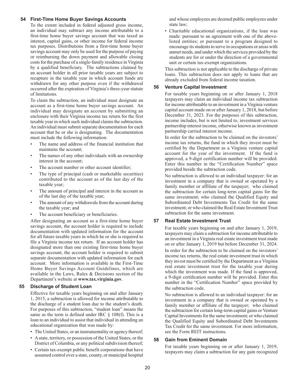 Instructions for Form 760PY Virginia Part-Year Resident Income Tax Return - Virginia, Page 26