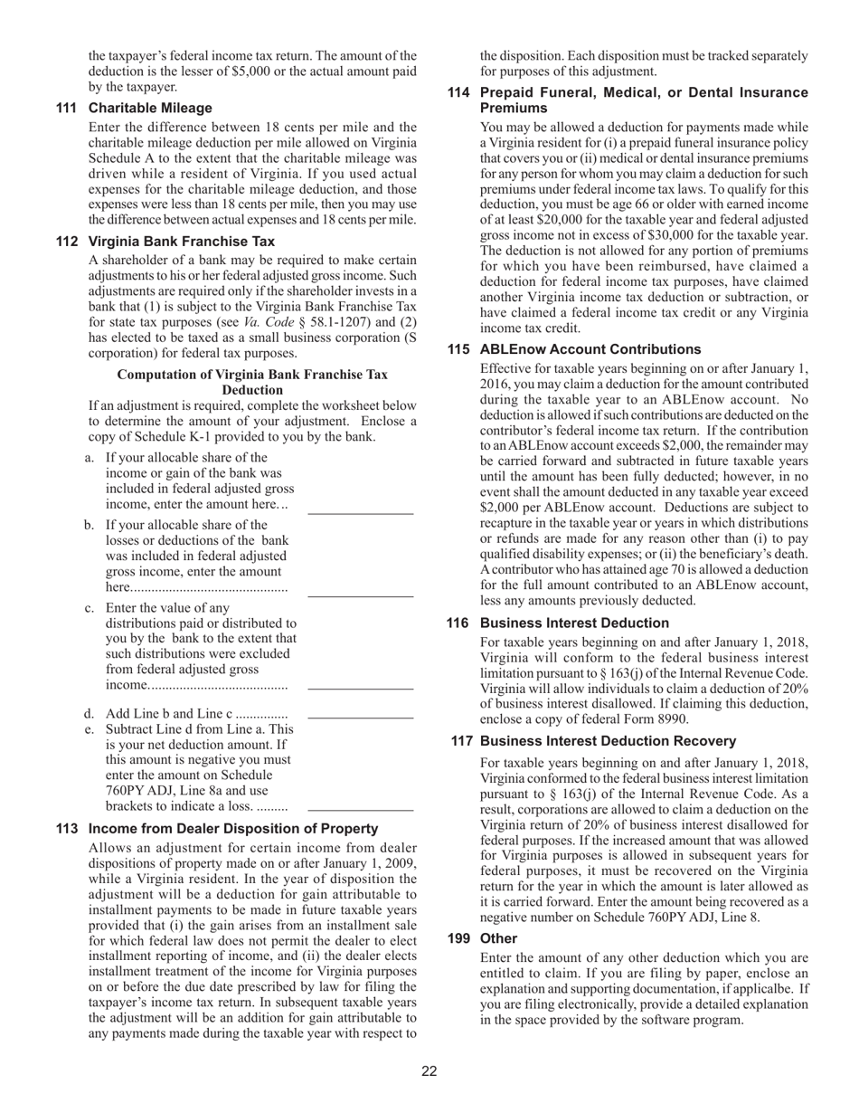 Instructions for Form 760PY Virginia Part-Year Resident Income Tax Return - Virginia, Page 28