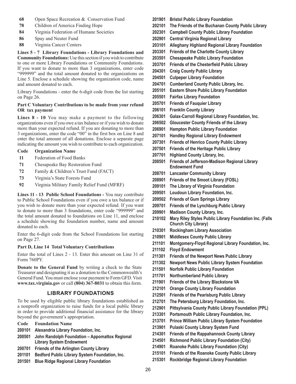 Instructions for Form 760PY Virginia Part-Year Resident Income Tax Return - Virginia, Page 32
