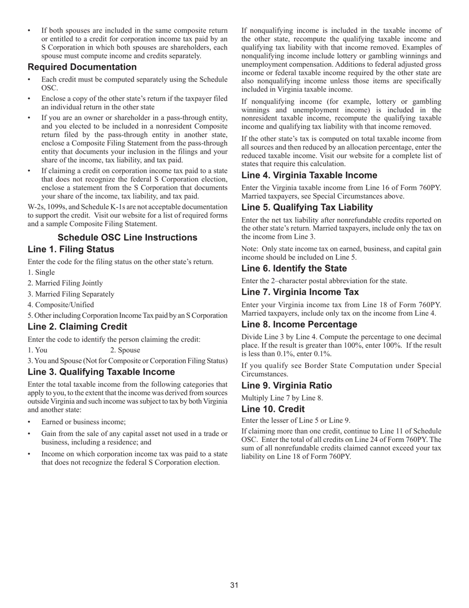 Instructions for Form 760PY Virginia Part-Year Resident Income Tax Return - Virginia, Page 37