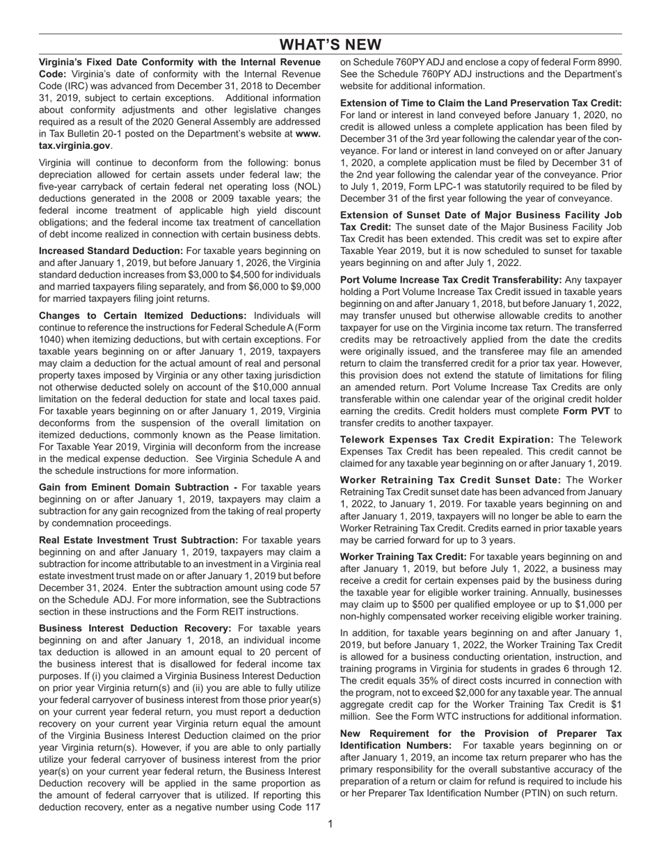 Instructions for Form 760PY Virginia Part-Year Resident Income Tax Return - Virginia, Page 7