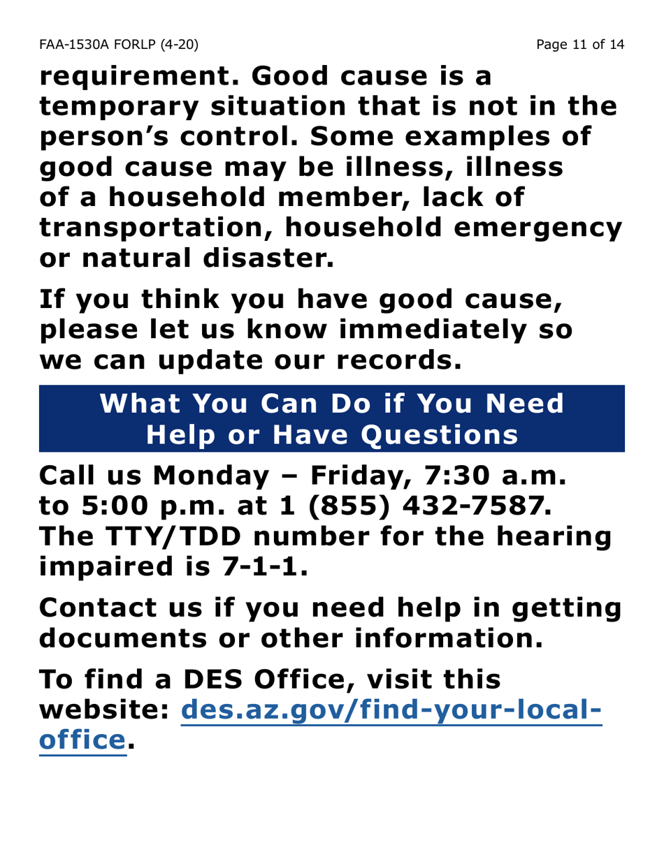 Form FAA-1530A-LP Abawd Participation and Referral Notice (Large Print) - Arizona, Page 11