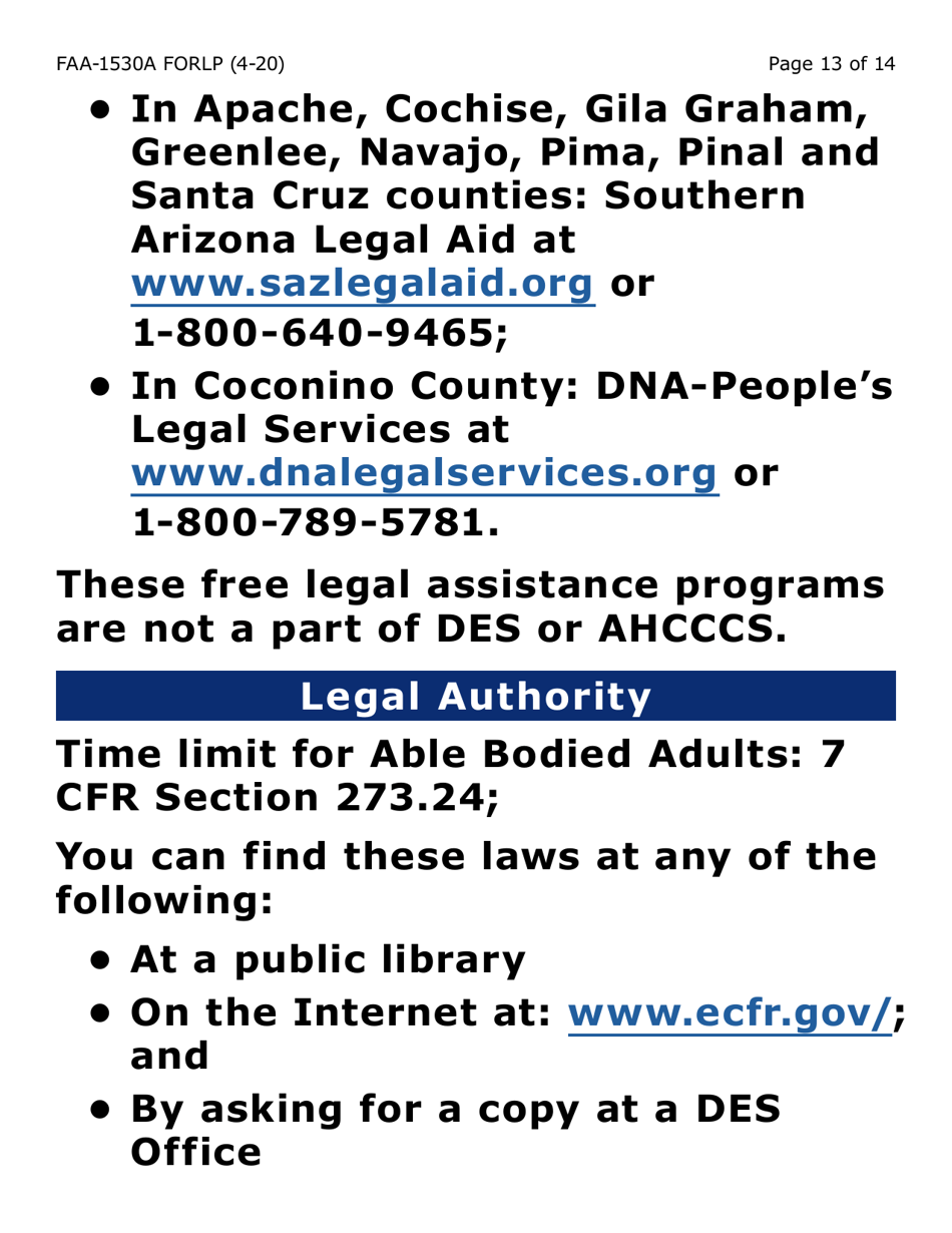 Form FAA-1530A-LP Abawd Participation and Referral Notice (Large Print) - Arizona, Page 13