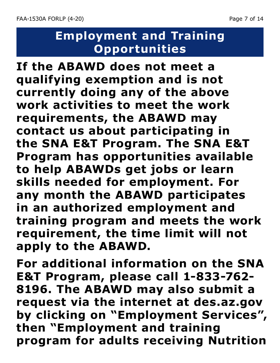 Form FAA-1530A-LP Abawd Participation and Referral Notice (Large Print) - Arizona, Page 7
