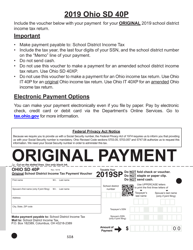 Document preview: Form SD40P School District Income Tax Payment Voucher - Ohio