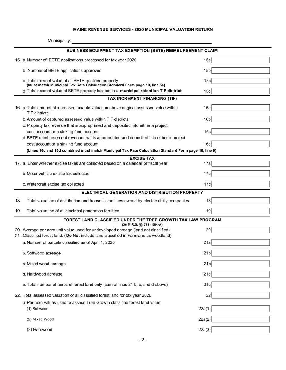 Municipal Valuation Return - Maine, Page 3