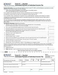 Form 51 (EFO00092) &quot;Estimated Payment of Individual Income Tax Voucher&quot; - Idaho