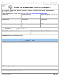 NRC Form 527 Request for Information Related to Fees-For-Service
