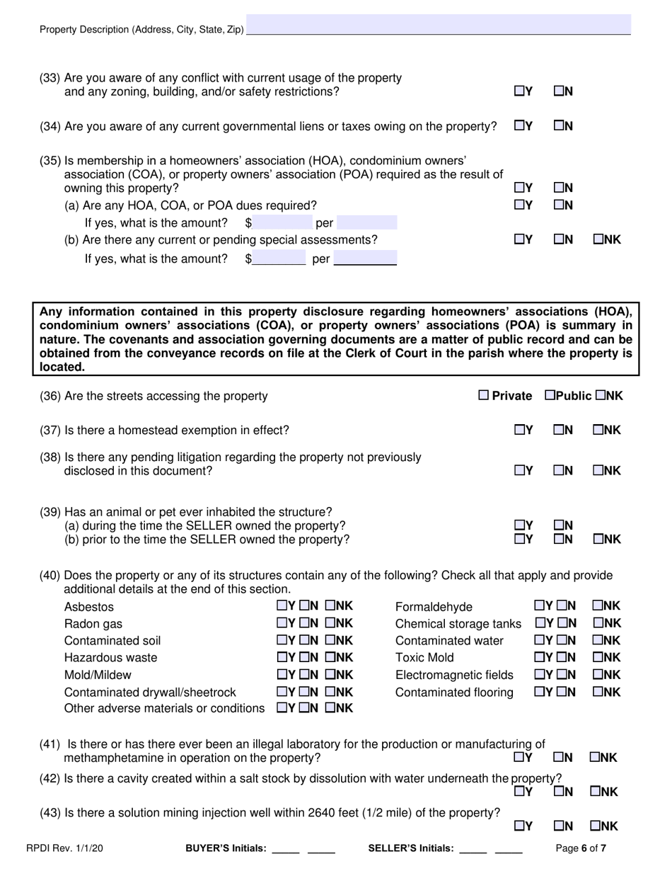 Property Disclosure Exemption Form - Louisiana, Page 8