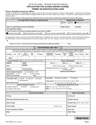 Form 478 Application for Alaska Driver License, Permit or Identification Card - Alaska, Page 2