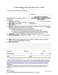 Form PG-751 Petition to Transfer Guardianship/Conservatorship Into Alaska - Alaska