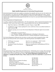 Arizona Highly Qualified Attestation Form - Instructional Paraprofessional - Arizona
