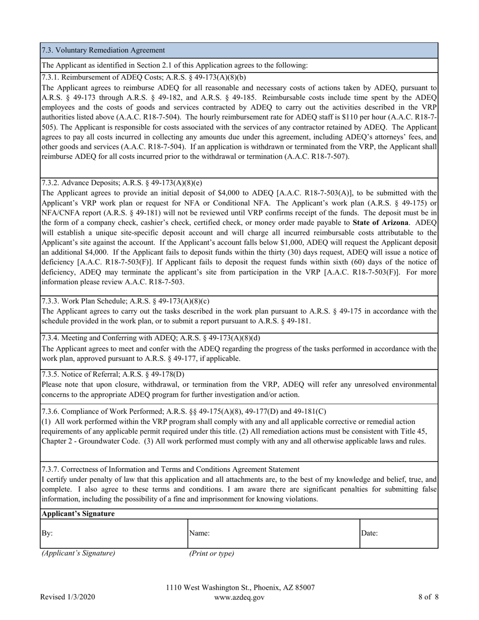 Voluntary Remediation Program Application - Arizona, Page 10