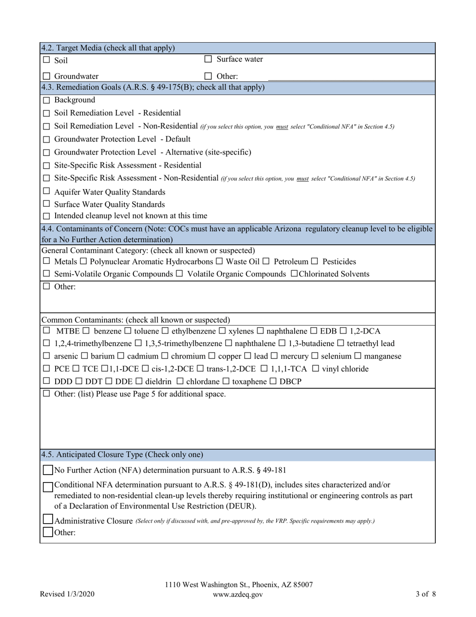 Voluntary Remediation Program Application - Arizona, Page 5
