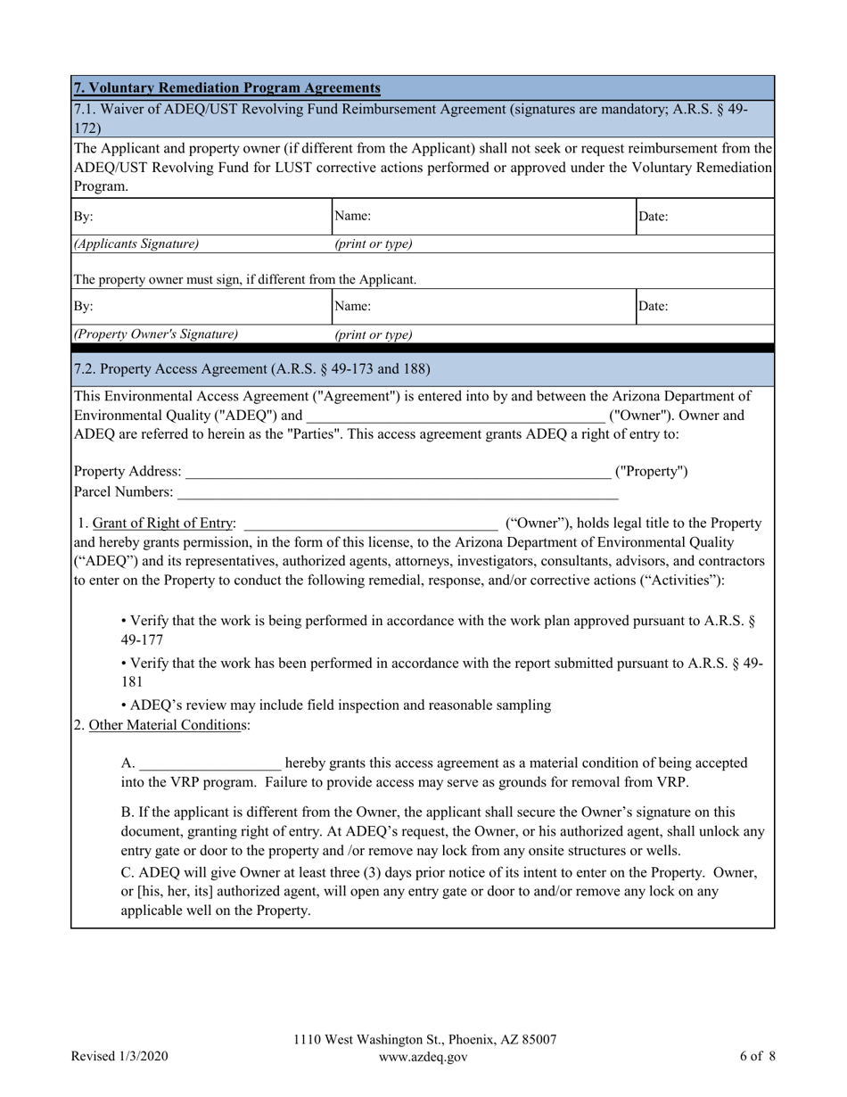 Voluntary Remediation Program Application - Arizona, Page 8